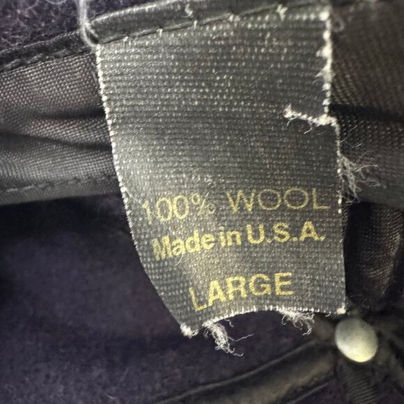 Vintage Unbranded USA Made Black Wool & Leather Brim Fitted Elastic - Picture 5 of 6